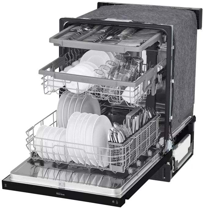 LG LDFN4542B 24 Inch Full Console Dishwasher with 15 Place Sett...