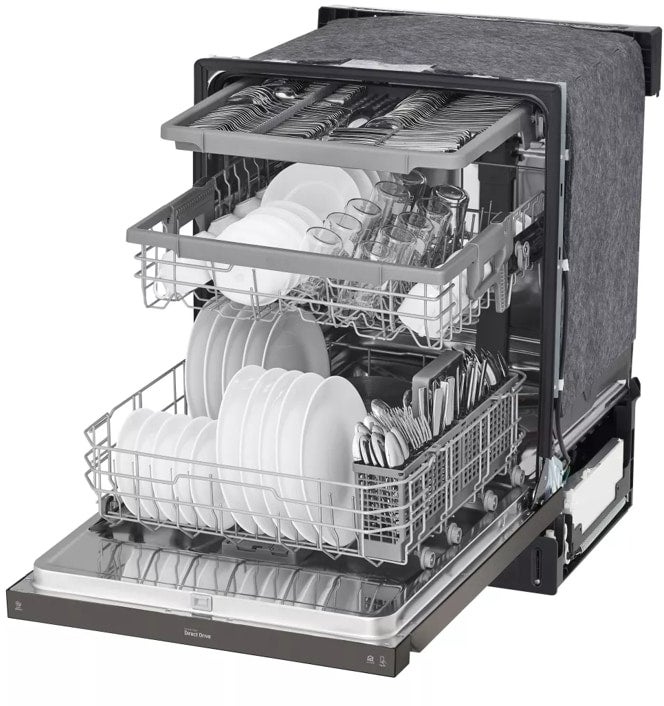 LG LDFN4542D 24 Inch Full Console Dishwasher with 15 Place Sett...