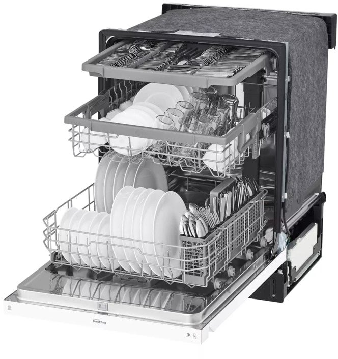 LG LDFN4542W 24 Inch Full Console Dishwasher with 15 Place Sett...