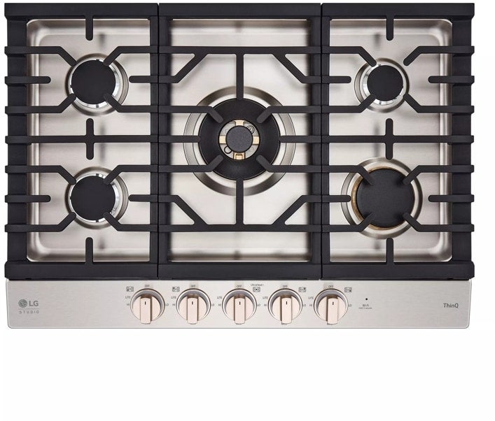 LG Studio CBGS3028N 30 Inch Gas Cooktop with 5 Sealed Burners, UltraHe...