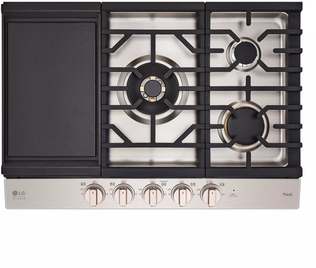 LG Studio CBGS3028N 30 Inch Gas Cooktop with 5 Sealed Burners, UltraHe...