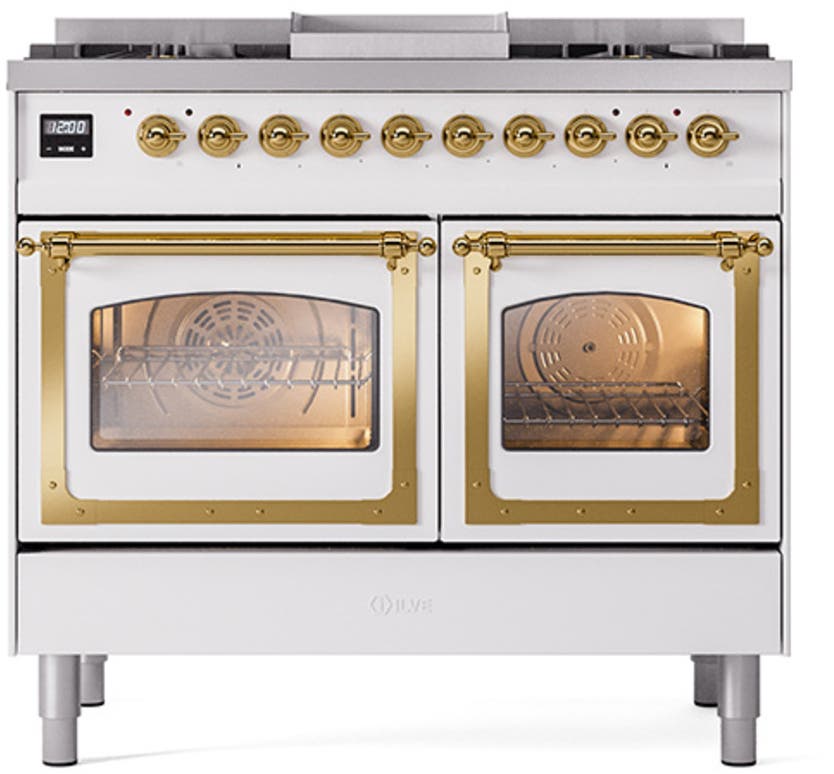 Ilve UND40FNMPWHG White With Brass Knobs, Natural Gas