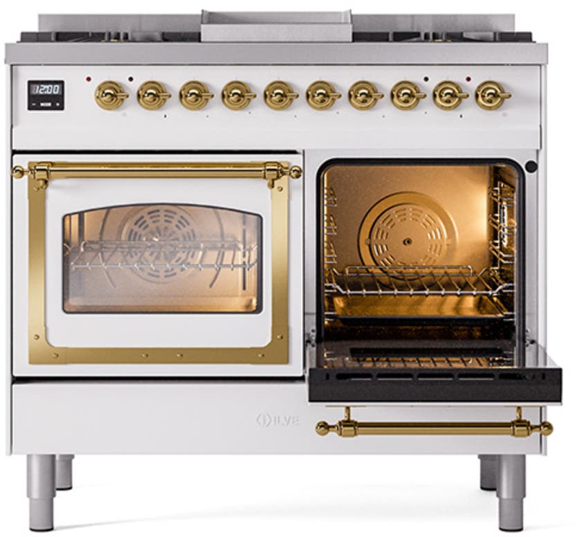 Ilve UND40FNMPWHG White With Brass Knobs, Natural Gas
