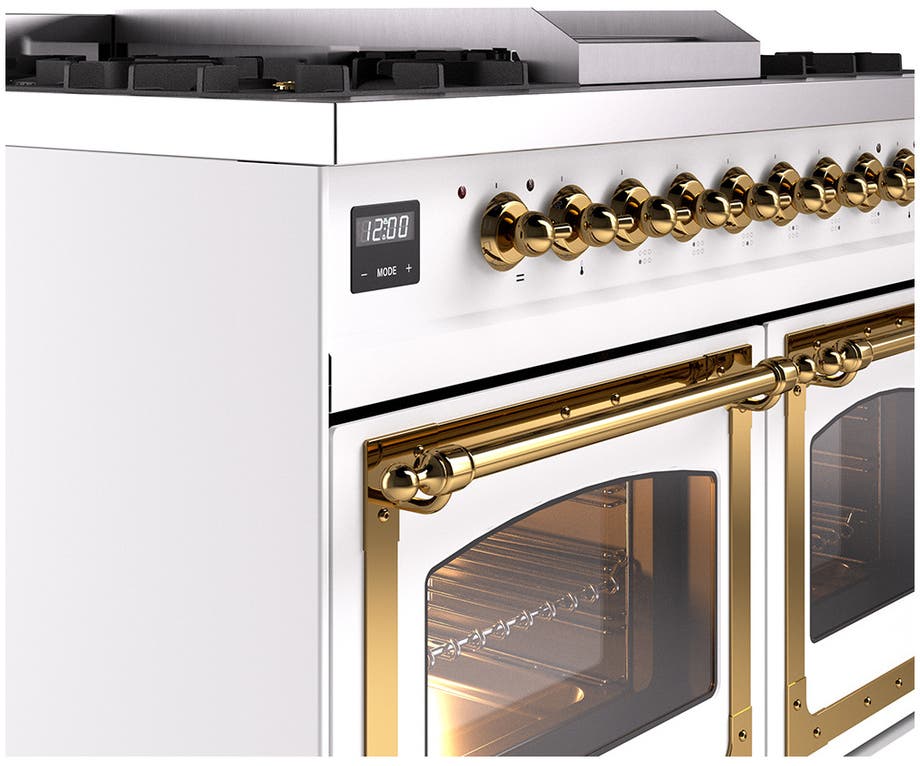 Ilve UND40FNMPWHG White With Brass Knobs, Natural Gas
