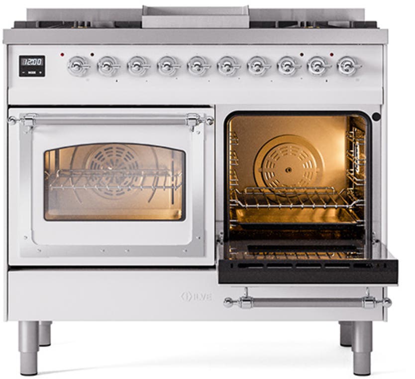 Ilve UND40FNMPWHCLP White With Chrome Knobs, Liquid Propane