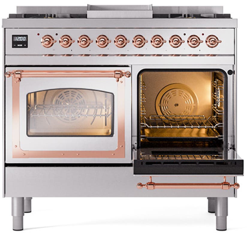Ilve UND40FNMPSSP Stainless Steel With Copper Knobs, Natural Gas