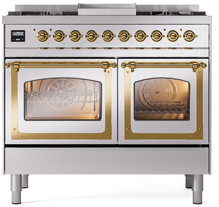 Ilve UND40FNMPSSGLP Stainless Steel With Brass Knobs, Liquid Propane