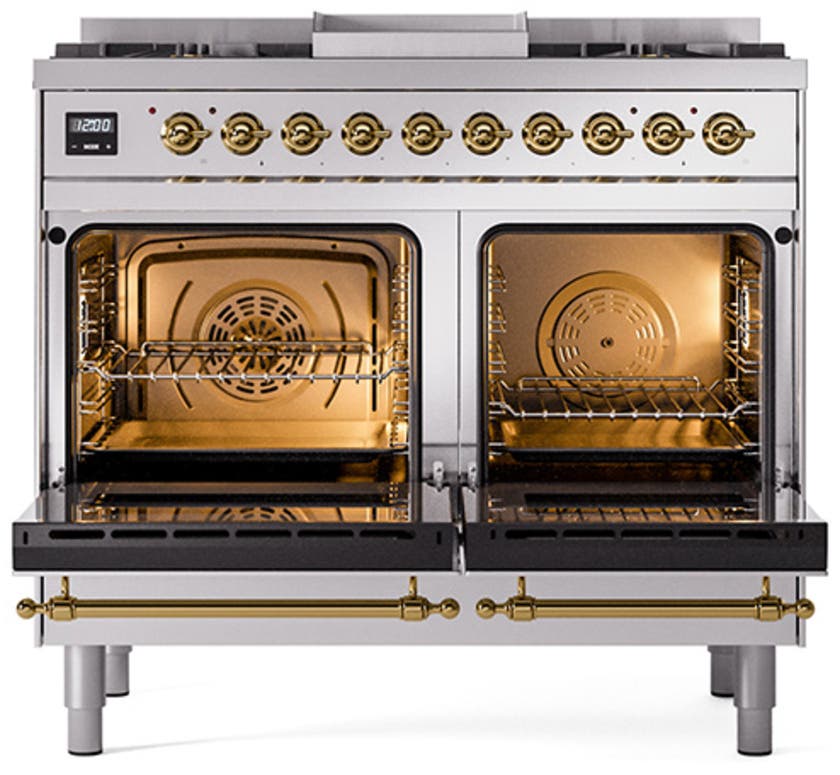 Ilve UND40FNMPSSGLP Stainless Steel With Brass Knobs, Liquid Propane