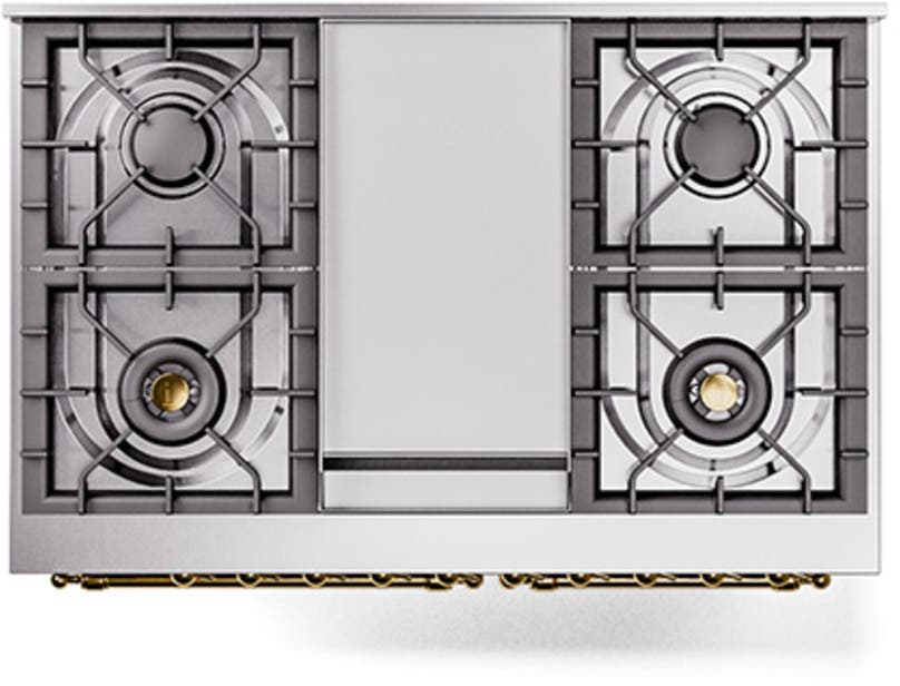 Ilve UND40FNMPSSGLP Stainless Steel With Brass Knobs, Liquid Propane
