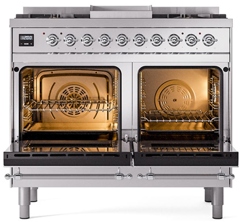 Ilve UND40FNMPSSCLP Stainless Steel With Chrome Knobs, Liquid Propane