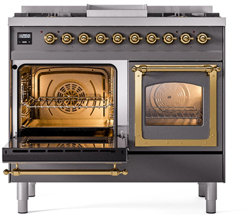 Ilve UND40FNMPMBGLP Midnight Blue With Brass Knobs, Liquid Propane