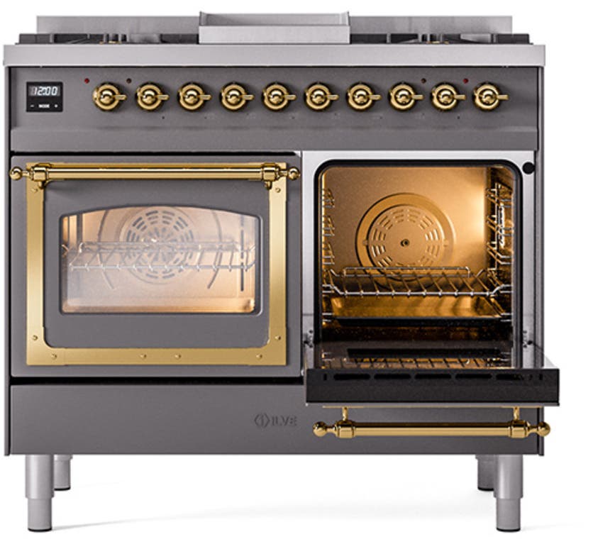 Ilve UND40FNMPMBGLP Midnight Blue With Brass Knobs, Liquid Propane