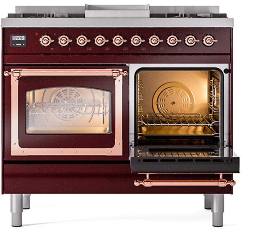 Ilve UND40FNMPBKPLP Glossy Black With Copper Knobs, Liquid Propane