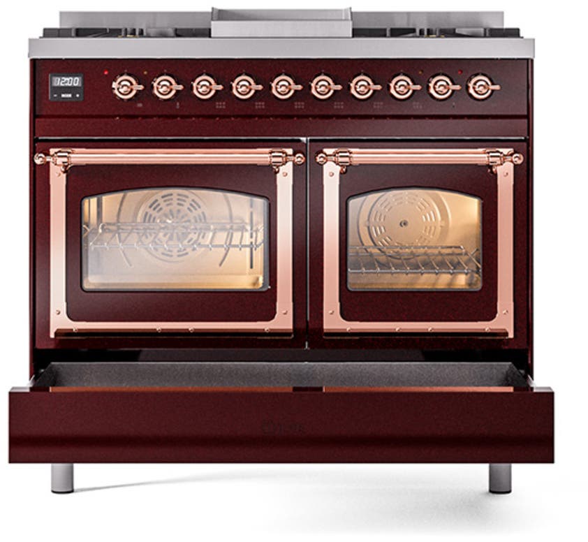 Ilve UND40FNMPBKPLP Glossy Black With Copper Knobs, Liquid Propane