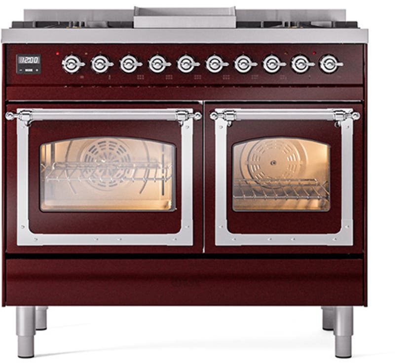 Ilve UND40FNMPBKCLP Glossy Black With Chrome Knobs, Liquid Propane