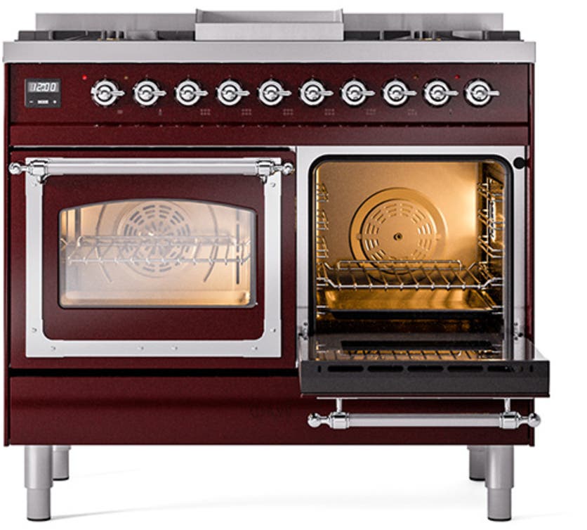 Ilve UND40FNMPBKCLP Glossy Black With Chrome Knobs, Liquid Propane