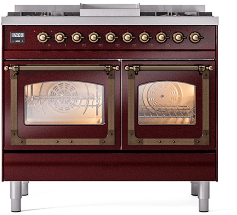 Ilve UND40FNMPBKBLP Glossy Black With Bronze Knobs, Liquid Propane