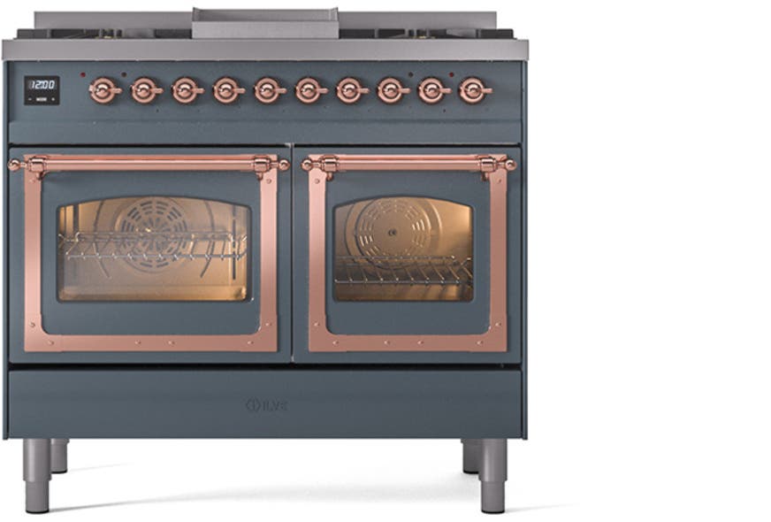 Ilve UND40FNMPBGPLP Blue Grey With Copper Knobs, Liquid Propane