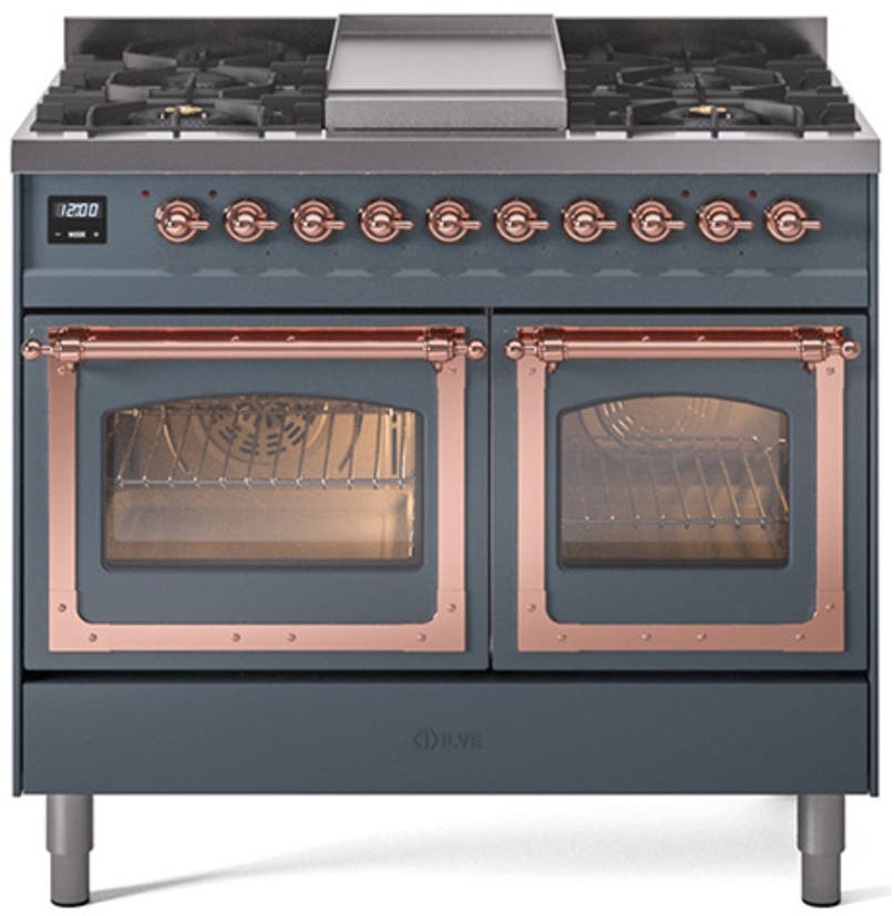 Ilve UND40FNMPBGPLP Blue Grey With Copper Knobs, Liquid Propane