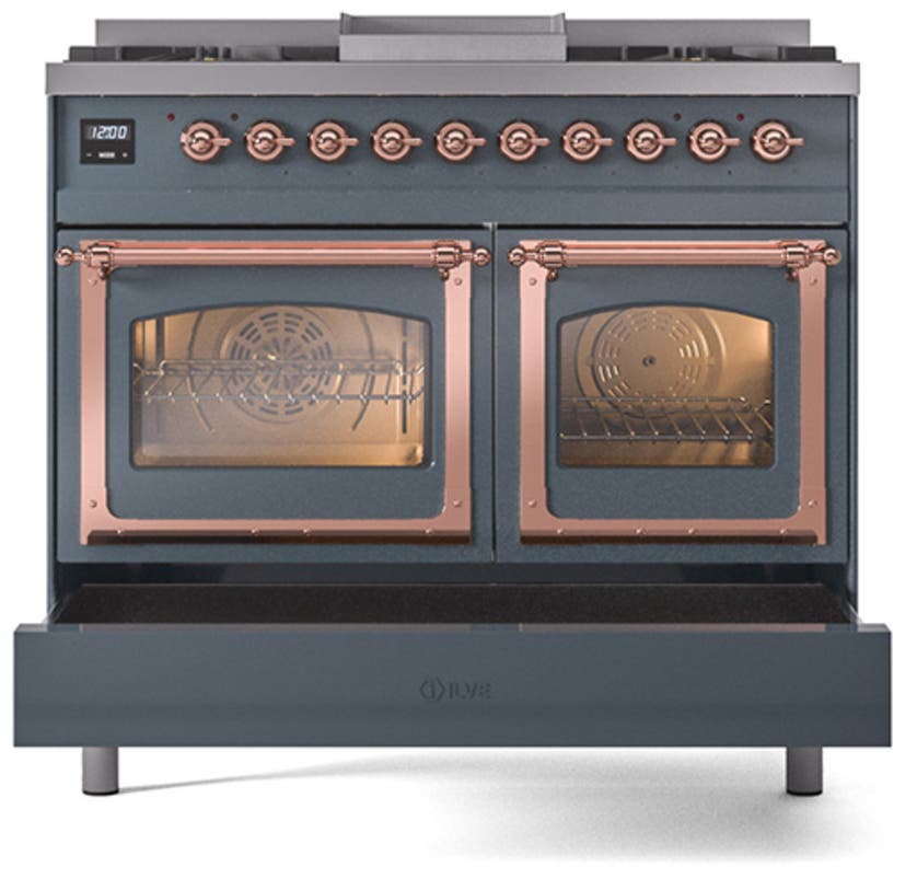 Ilve UND40FNMPBGP Blue Grey With Copper Knobs, Natural Gas