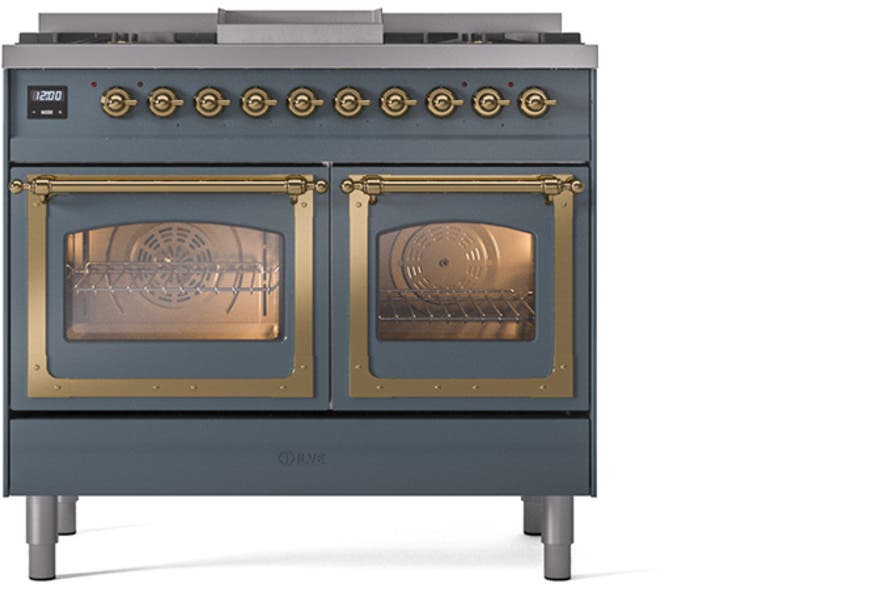 Ilve UND40FNMPBGG Blue Grey With Brass Knobs, Natural Gas