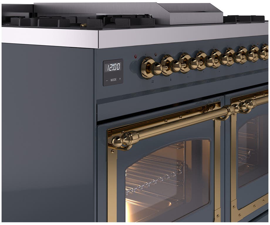 Ilve UND40FNMPBGG Blue Grey With Brass Knobs, Natural Gas