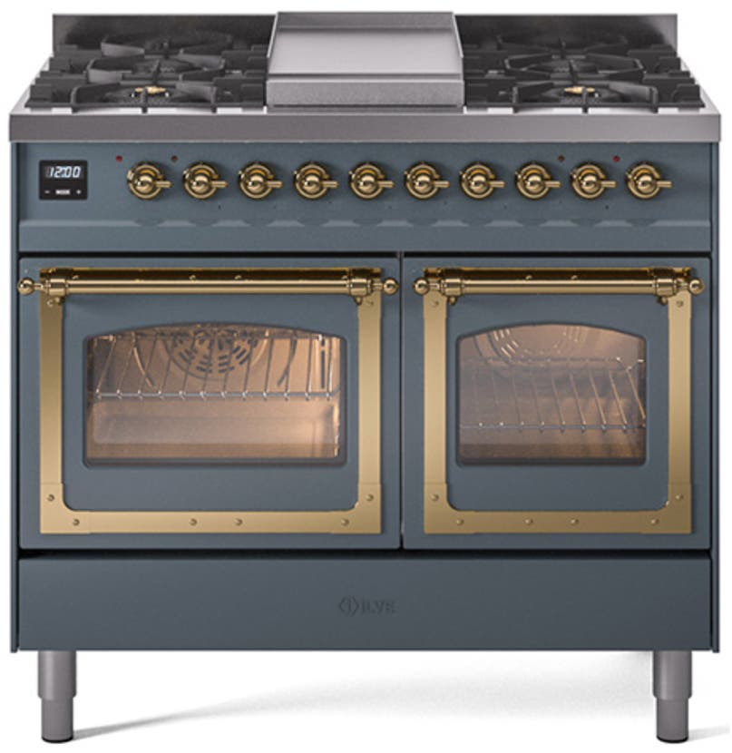 Ilve UND40FNMPBGG Blue Grey With Brass Knobs, Natural Gas