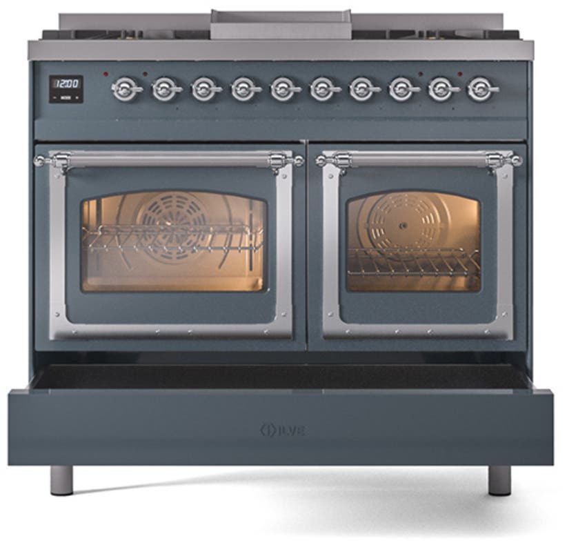 Ilve UND40FNMPBGCLP Blue Grey With Chrome Knobs, Liquid Propane