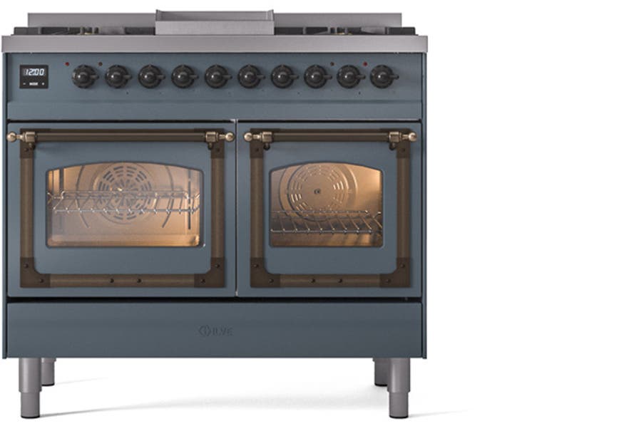Ilve UND40FNMPBGBLP Blue Grey With Bronze Knobs, Liquid Propane