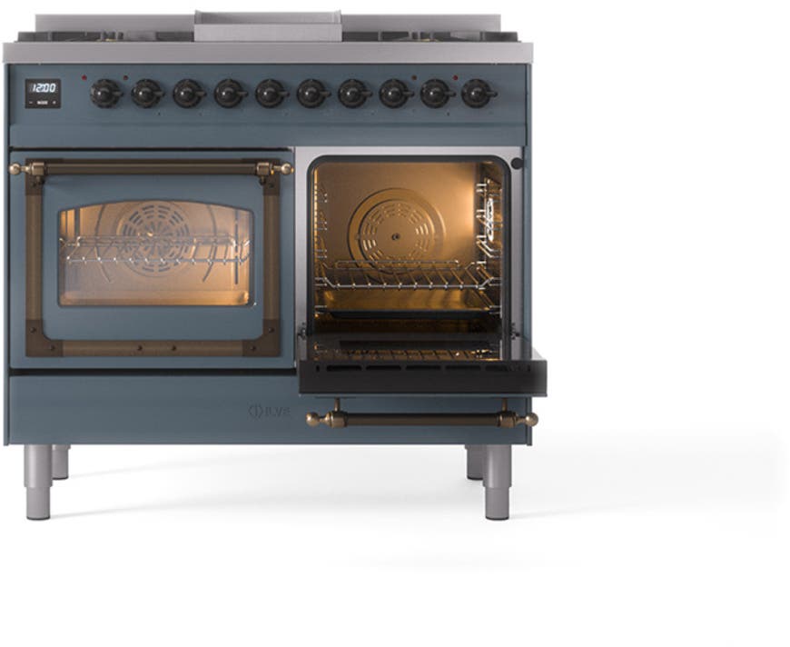 Ilve UND40FNMPBGBLP Blue Grey With Bronze Knobs, Liquid Propane