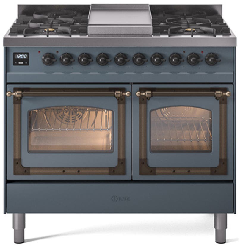 Ilve UND40FNMPBGBLP Blue Grey With Bronze Knobs, Liquid Propane