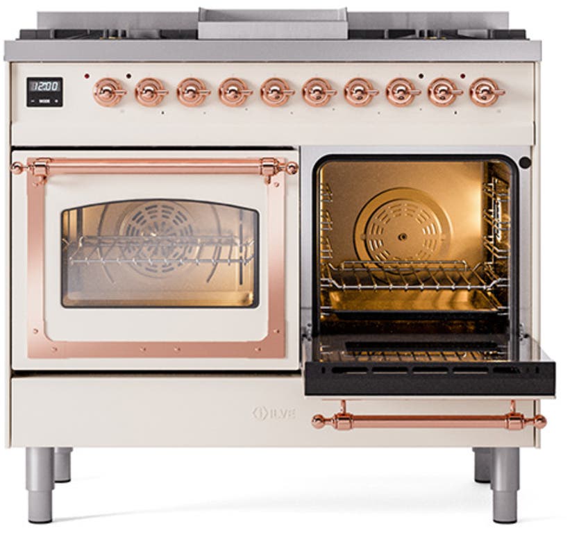 Ilve UND40FNMPAWPLP Antique White With Copper Knobs, Liquid Propane
