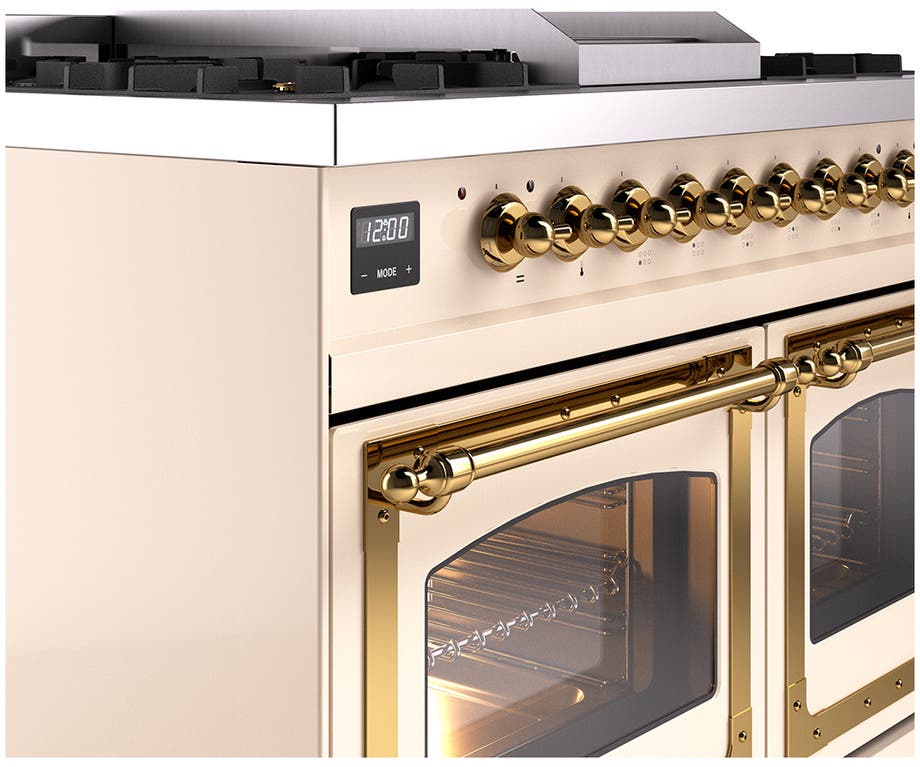 Ilve UND40FNMPAWGLP Antique White With Brass Knobs, Liquid Propane