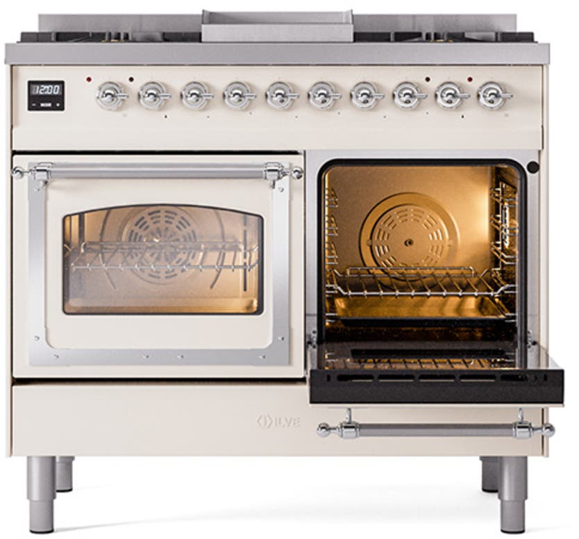 Ilve UND40FNMPAWC Antique White With Chrome Knobs, Natural Gas