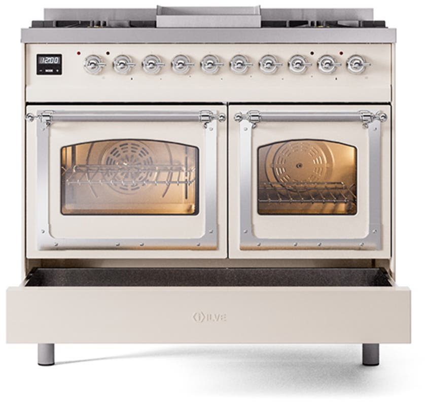 Ilve UND40FNMPAWC Antique White With Chrome Knobs, Natural Gas