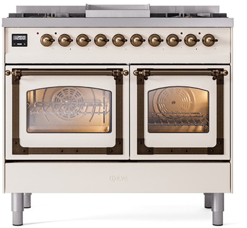 Ilve UND40FNMPAWBLP Antique White With Bronze Knobs, Liquid Propane