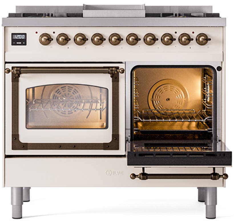 Ilve UND40FNMPAWBLP Antique White With Bronze Knobs, Liquid Propane