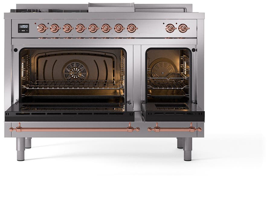 Ilve UN48FSQNMPSSPLP Stainless Steel With Copper Knobs, Liquid Propane