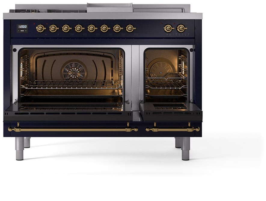 Ilve UN48FSQNMPMBGLP Midnight Blue With Brass Knobs, Liquid Propane