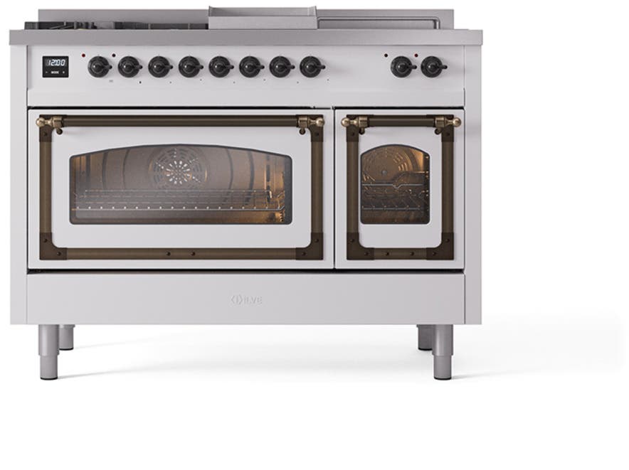 Ilve UN48FSNMPWHBLP White With Bronze Knobs, Liquid Propane