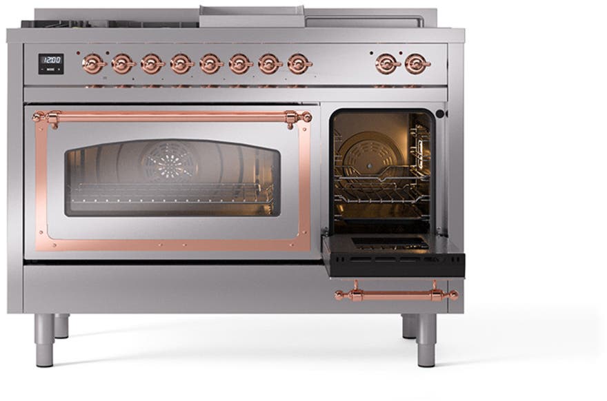 Ilve UN48FSNMPSSPLP Stainless Steel With Copper Knobs, Liquid Propane
