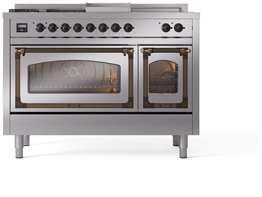 Ilve UN48FSNMPSSBLP Stainless Steel With Bronze Knobs, Liquid Propane