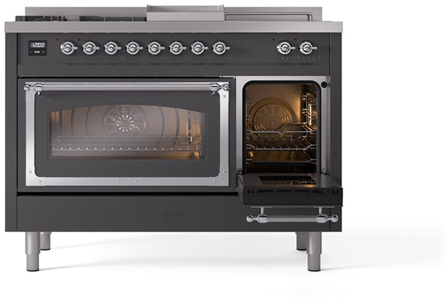 Ilve UN48FSNMPMGCLP Graphite Matte With Chrome Knobs, Liquid Propane