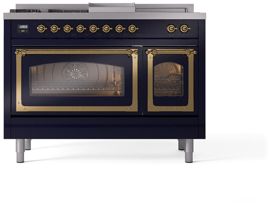 Ilve UN48FSNMPMBGLP Midnight Blue With Brass Knobs, Liquid Propane