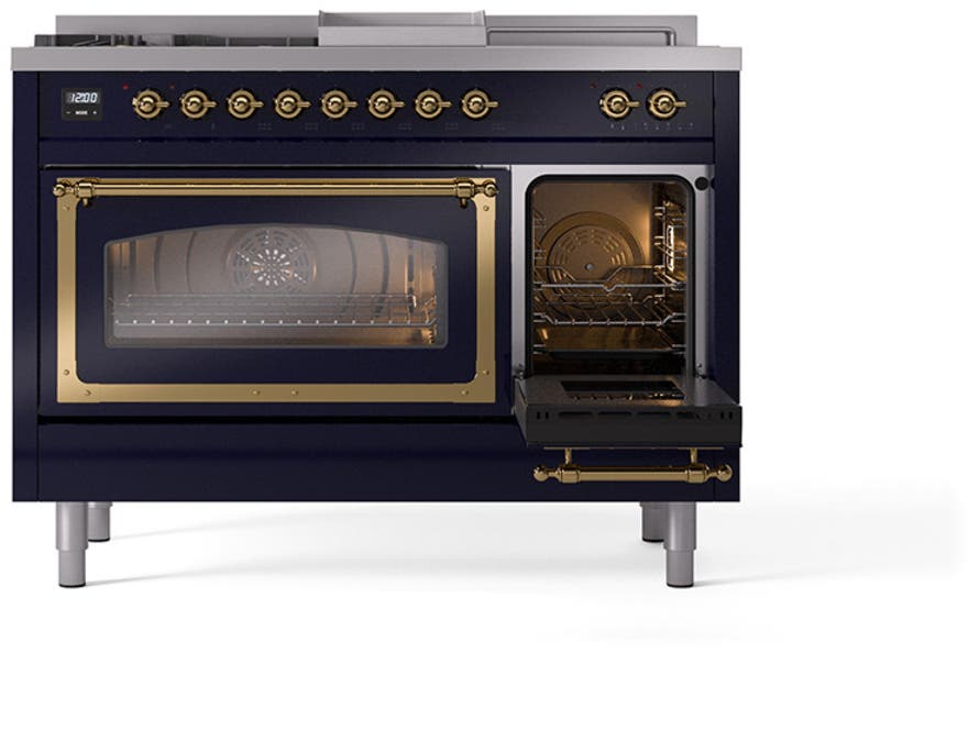 Ilve UN48FSNMPMBGLP Midnight Blue With Brass Knobs, Liquid Propane