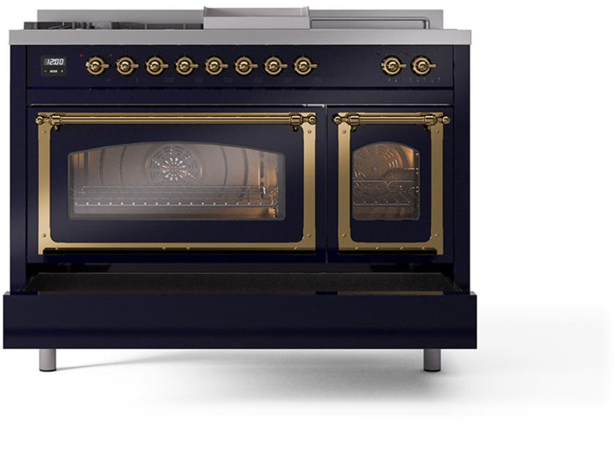 Ilve UN48FSNMPMBGLP Midnight Blue With Brass Knobs, Liquid Propane