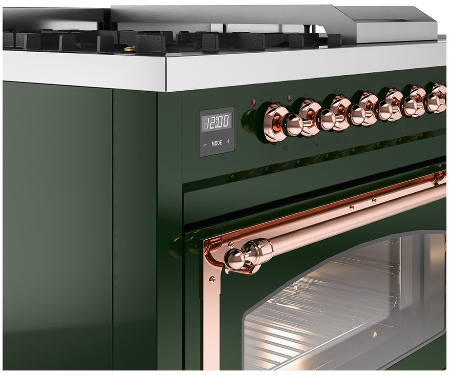 Ilve UN48FSNMPEGP Emerald Green With Copper Knobs, Natural Gas