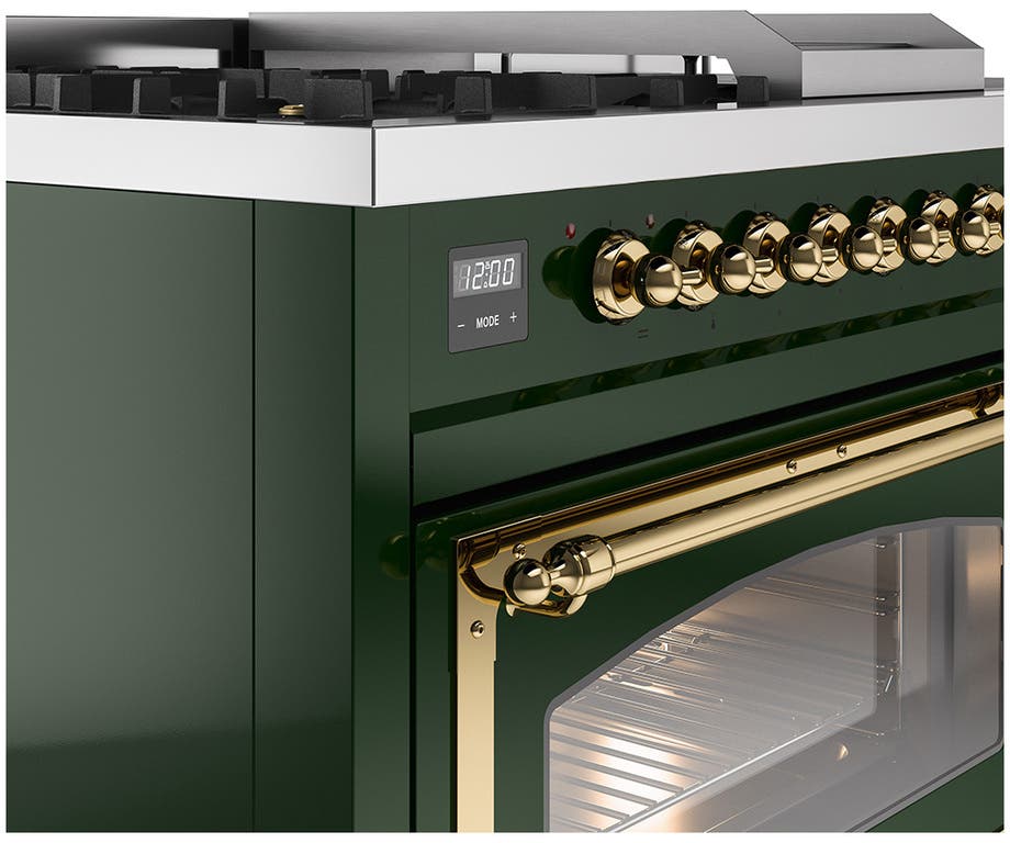 Ilve UN48FSNMPEGGLP Emerald Green With Brass Knobs, Liquid Propane