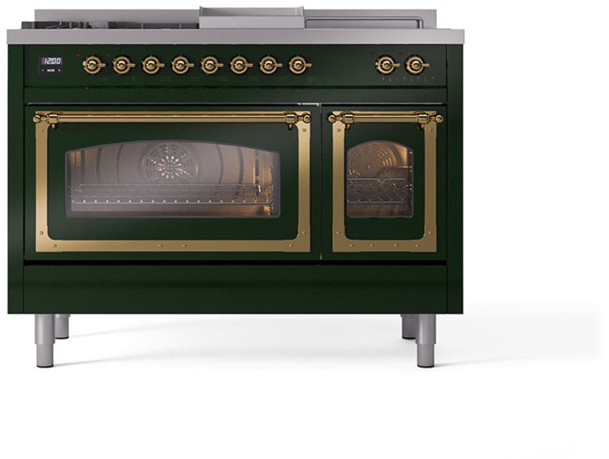 Ilve UN48FSNMPEGG Emerald Green With Brass Knobs, Natural Gas