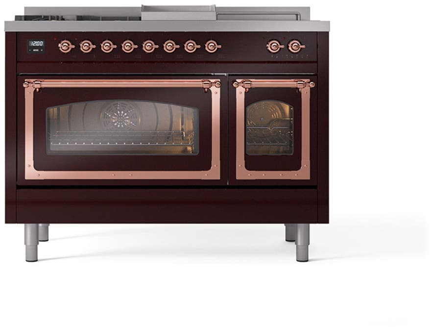Ilve UN48FSNMPBUPLP Burgundy With Copper Knobs, Liquid Propane